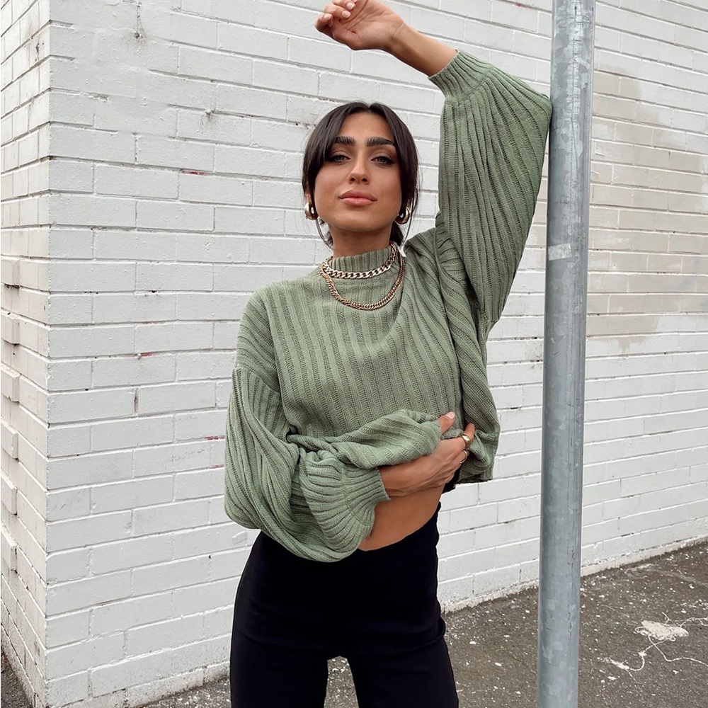 Princess Polly Innerbloom Oversized Sweater Dark Green